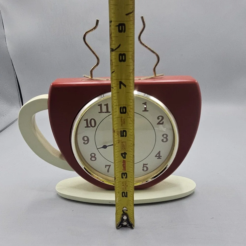 Vintage Country Breeze Red Hot Coffee Mug Clock Retro Kitchen Decor Tested
